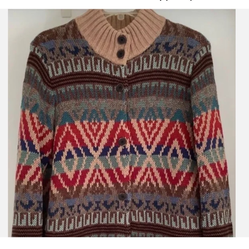RALPH LAUREN JEANS COMPANY SOUTHWESTERN HAND KNIT WOMAN COTTON JACKET SIZE 1X